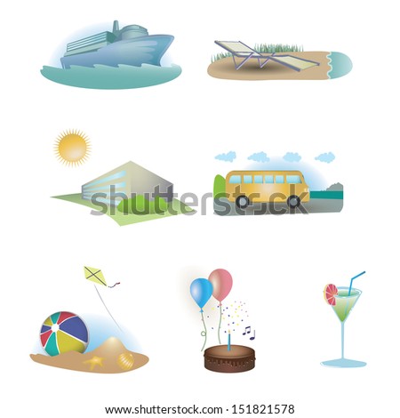 Vector set of hotel/vacation related illustrations
