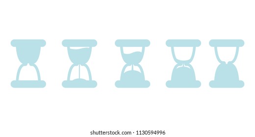 Vector Set of Hourglass Icons - Process of Time Countdown