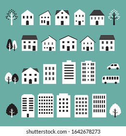 Vector set of house and building icons