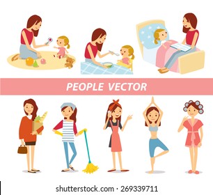 vector set of house keeping and baby care