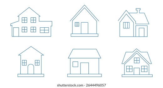 Vector set of house thin line icons. house icon . home icon set.