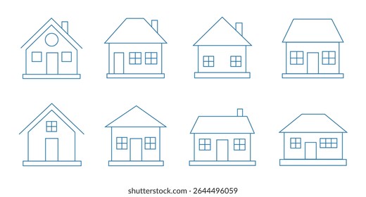 Conjunto vetorial de ícones de linha fina da casa. ícone da casa . conjunto de ícones da casa.