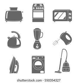 Vector set of household appliances design flat icons
