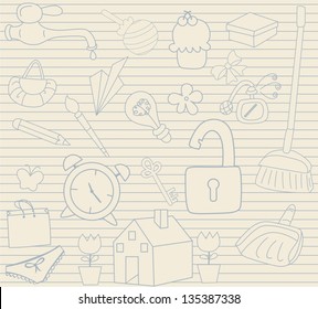 Vector set of household objects