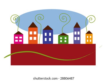 vector set of houses