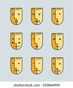 Vector set of human moods, avatars, faces, emotions