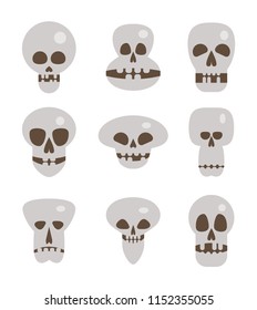 Vector set of human skulls isolated on white