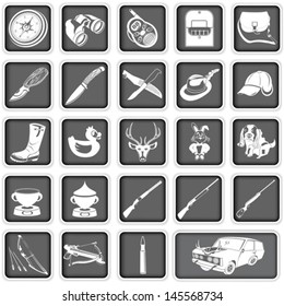 Vector set of hunting squared icons