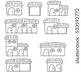 vector set of huts