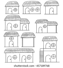 vector set of huts