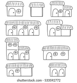 vector set of huts