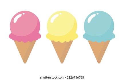 Vector set with ice cream in cartoon style. Good for party invitations, birthday cards, stickers, prints etc.