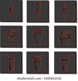 Vector set of ice cream and cocktails icons