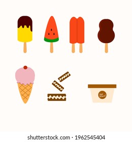 vector set of ice cream icon illustration