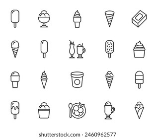 Vector set of ice cream line icons. Pixel perfect.