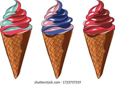 vector set ice cream picture