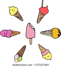 
Vector set, ice cream for summer, for banner, for website