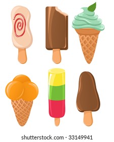 Vector set of ice creams