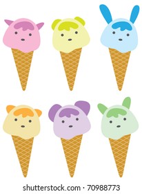 Vector set of ice creams