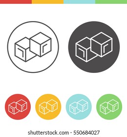 Vector set of ice cubes icons in thin line style