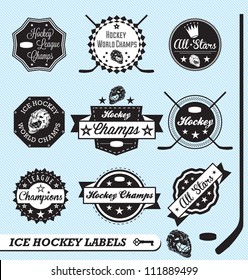 Vector Set: Ice Hockey Labels and Stickers