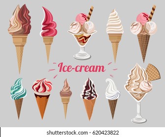 Vector set of ice-cream icons