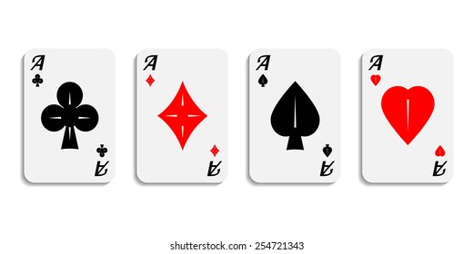 Vector. Set icon aces wish designer card suits symbol isolated on white background.