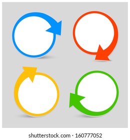 Vector set Icon with arrows, four colors, rotation, place for your text