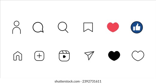Vector set icon bar or symbol on social media