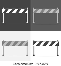 Vector set icon barrier. The road barrier. Vector white icon on white-grey-black color