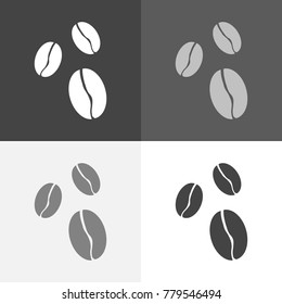 Vector set icon coffee beans. Coffee beans illustration on white-grey-black color.