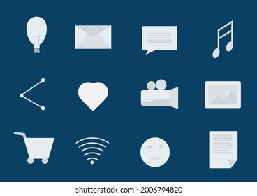vector set icon communication, office icon, social network, flat design icon, work concept icon