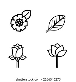 Icono del conjunto de vectores de flores con fondo blanco 