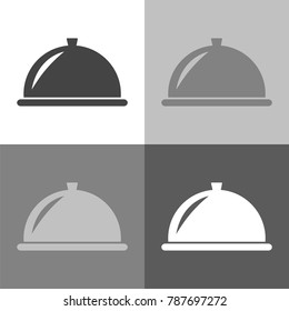 Vector set icon hot food, restaurant, dining room, cafe, food reception point. Restaurant vector sign on white-grey-black color. 