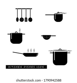 Vector set icon of kitchen utensils. Dishes for main courses. Eps 10.