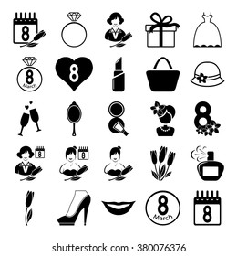 vector set icon of modern International Women's Day