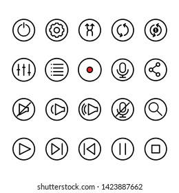 Vector set of icon music player for mobile and web.