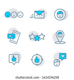 Vector set icon of social networks in thin line style.