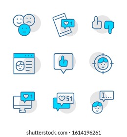 Vector set icon of social networks in thin line style.