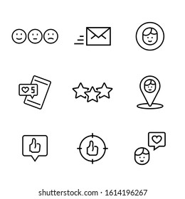 Vector set icon of social networks in thin line style.