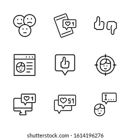 Vector set icon of social networks in thin line style.