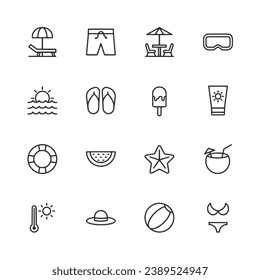 Vector set of icon summer