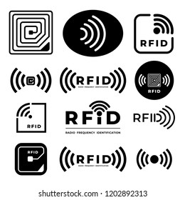 Vector Set Symbol Symbol Konzept RFID. Funkfrequenzkennzeichnung. eps10 Illustrationen