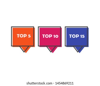 Vector set icon top rating: tor 5; top 10; top 50 and top 100 rating. Illustration in a flat style.