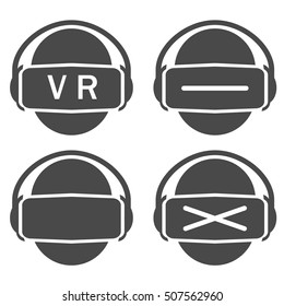 Vector set icon virtual reality or vr silhouette 
