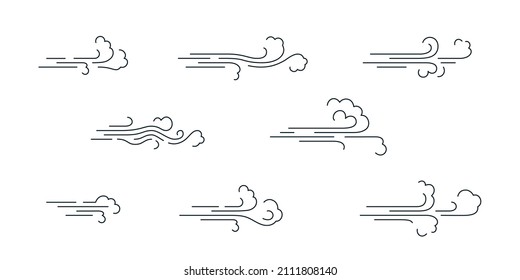 Vector set of icon wind, weather, environment.