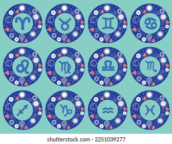 Vector set of icon zodiac signs astrology. Horoscope elements Esoteric symbols for logo. 