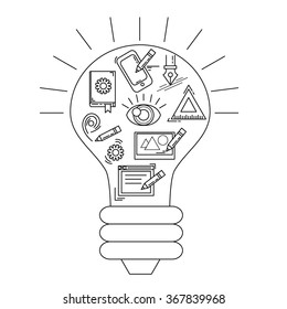 Vector set of icons about creative process