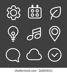 Vector set of icons for applications with picture messages, clouds, timer, lamp, notes, tags, gears, calendar and worksheet
