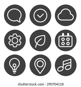 Vector set of icons for applications with picture messages, clouds, timer, lamp, notes, tags, gears, calendar and worksheet